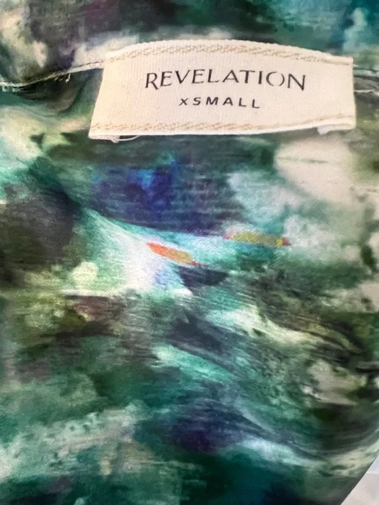 Abstract Green Button-Front Jean Jacket - Picture 6 of 6